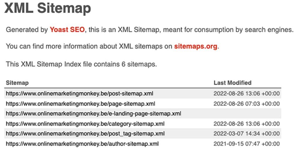 xml sitemap