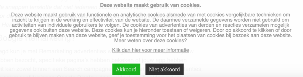 Cookies op een website