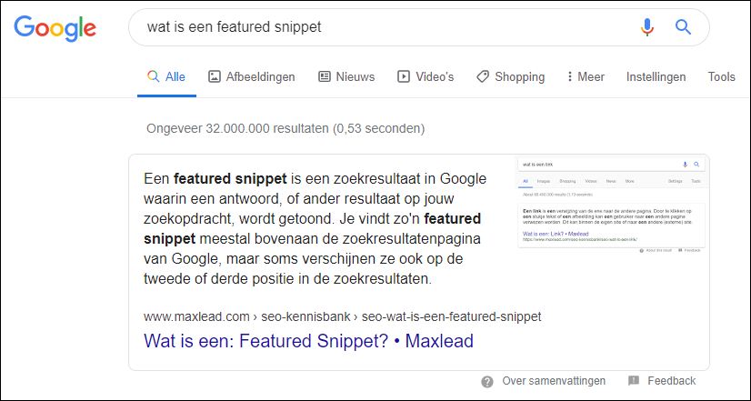 Featured Snippet Paragraaf