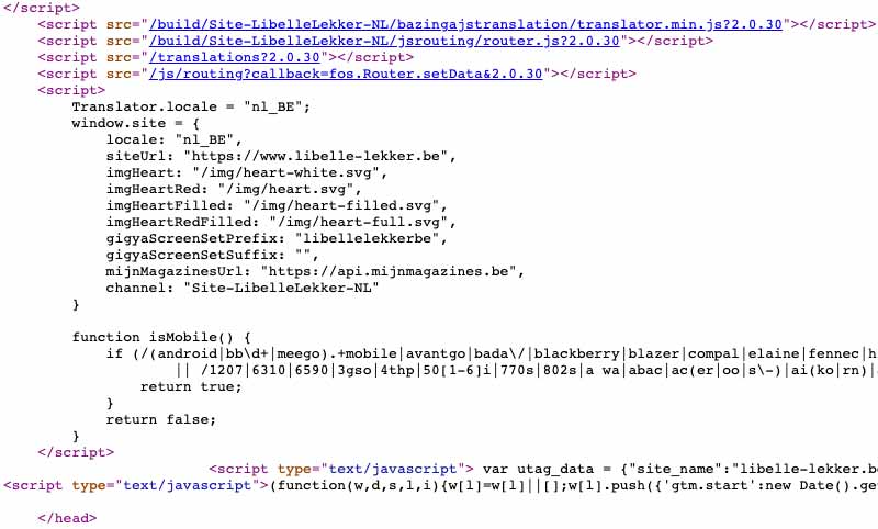 Voorbeeld html broncode