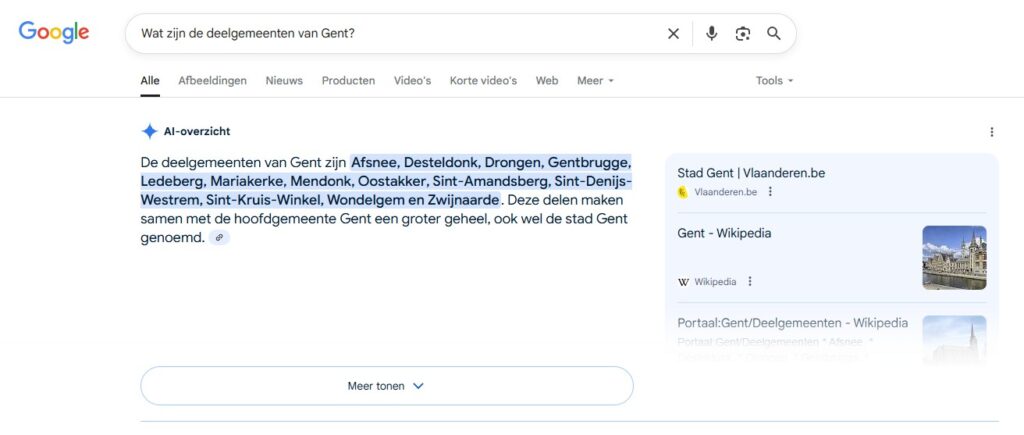 AI overviews in België