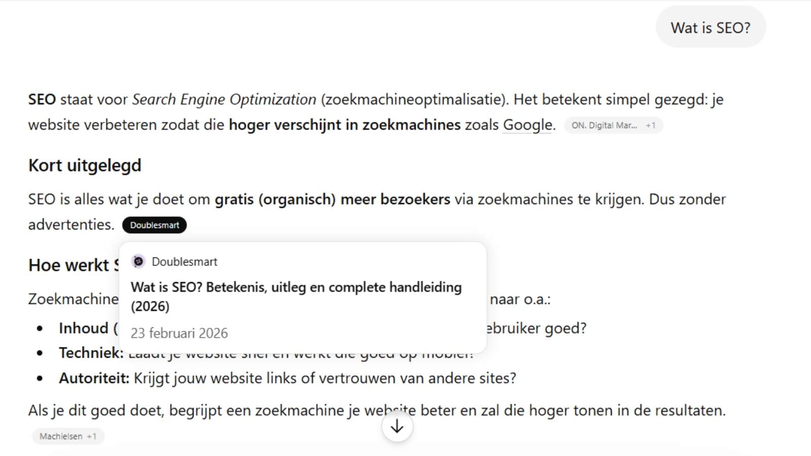 Voorbeeld van Ghost Citation in ChatGPT