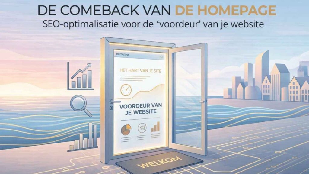 Een figuurlijke voordeur van je website in pastelkleuren met een welkommat.