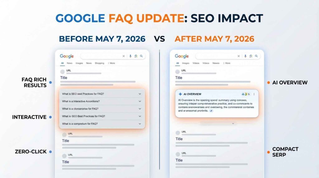 Infographic over de impact op SEO na de Google FAQ update.
