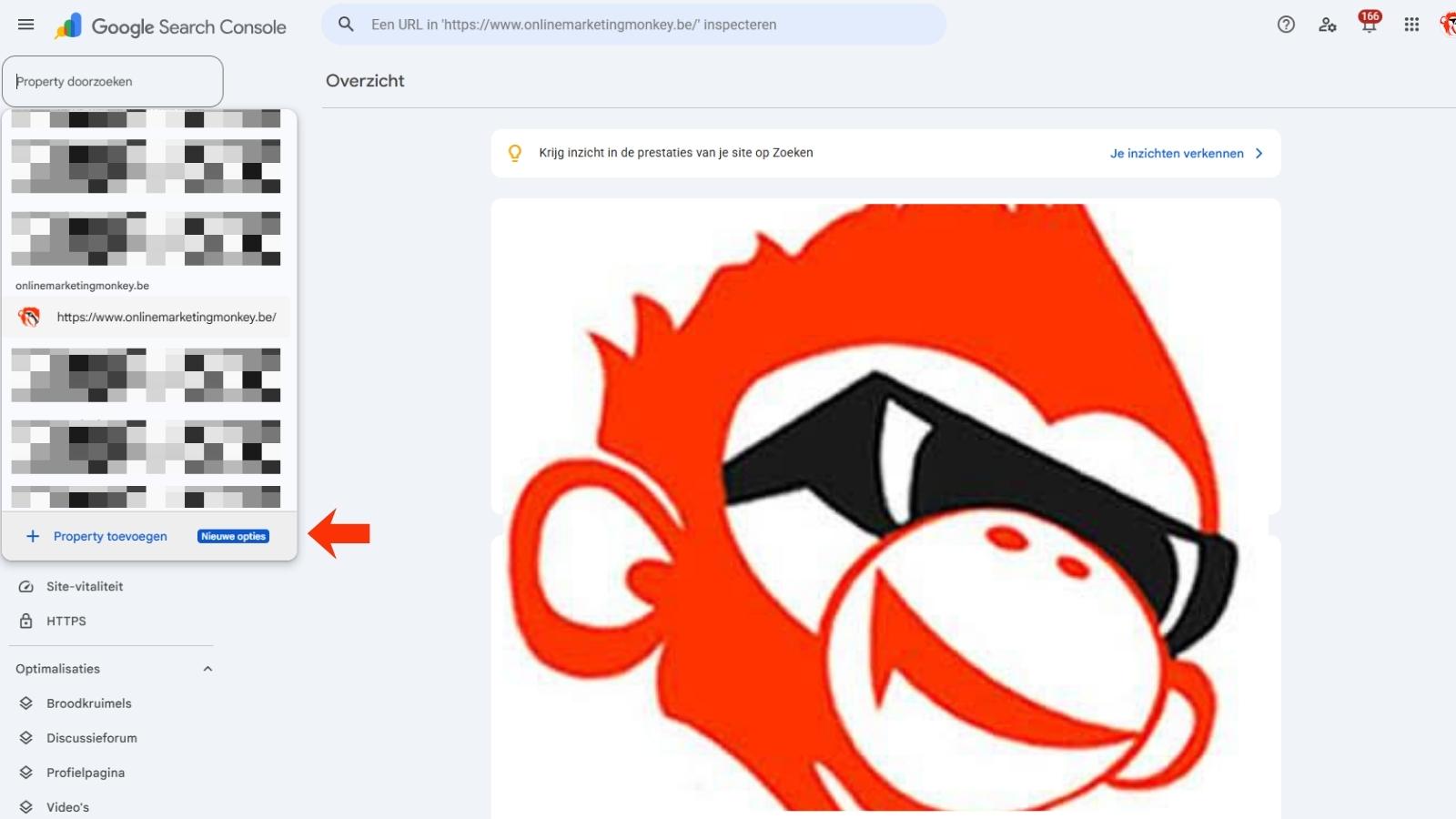 Screenshot waarin "Property toevoegen" wordt uitgelicht.